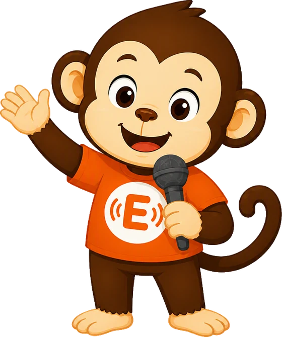 Chatto, Echoly's monkey mascot, waving hello